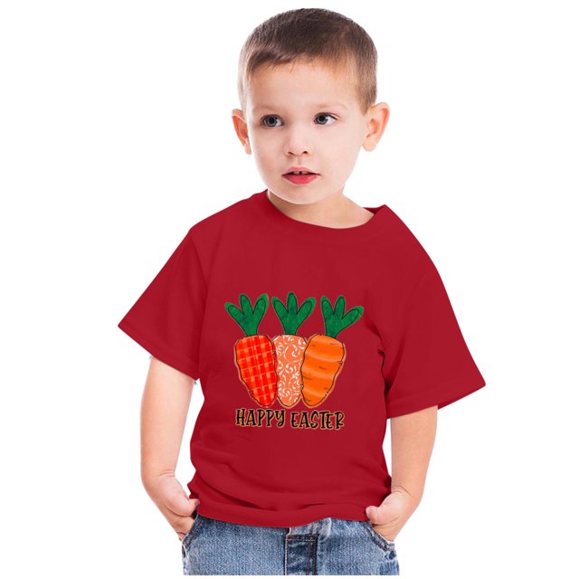 Qiopertar Haut à Manches Courtes Imprimé Col Rond Mignon Mode pour Enfants Garçons Filles en Solde à Moins de 5$ en Solde
