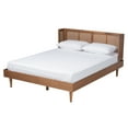 thumbnail image 4 of Baxton Studio Rina Mid-Century Modern Ash Walnut Finished Wood 4-Piece King Size Bedroom Set with Synthetic Rattan, 4 of 15