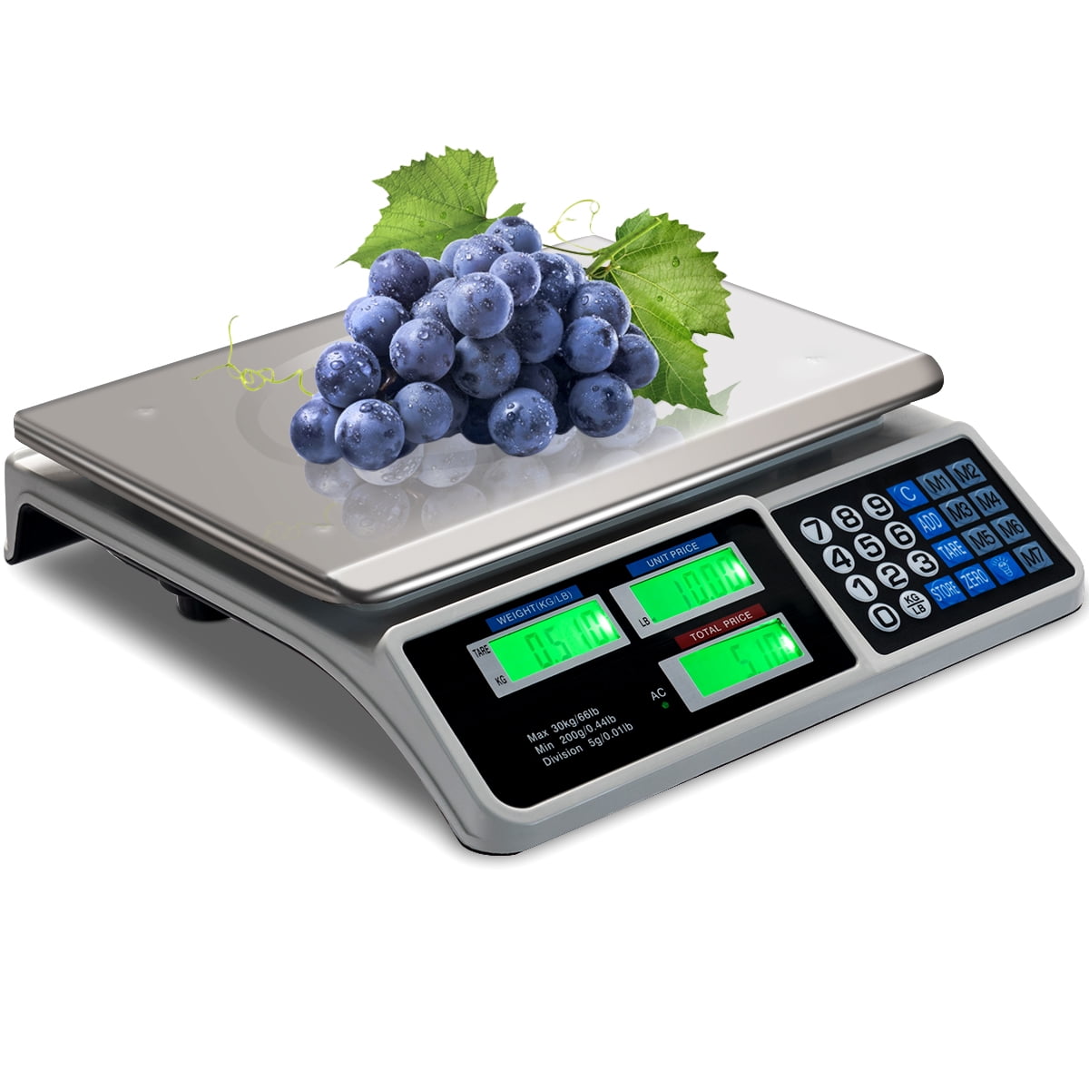 Digital Weight Scale 66 lb Price Computing Food Meat Fruit Scale for Supermarket 