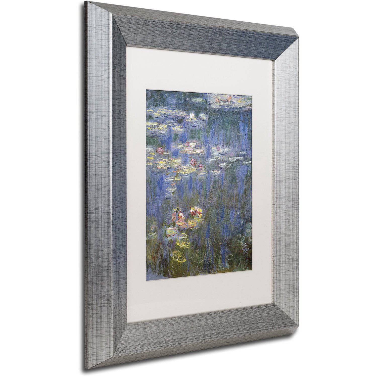 Trademark Fine Art "Water Lilies IV 1840-1926" Canvas Art by Claude Monet White Matte, Silver Frame