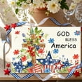 thumbnail image 2 of MIZHONA 4th of July Placemats Set of 4 Floral American Flag Table Place Mats Patriotic Decorations 12x18 inch, 2 of 5