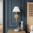 thumbnail image 7 of Nathan James Millie Plug-in Wall Sconce, Wall Mounted Bedside Reading Lamp with Cotton Shade and Brass Back Plate, 7 of 7