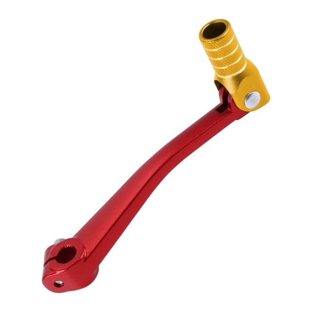 Palanca de cambio de motocicleta plegable Unique Bargains para Bosuer 125, aleación de aluminio, palanca de cambio roja con cabeza dorada y anillo plateado