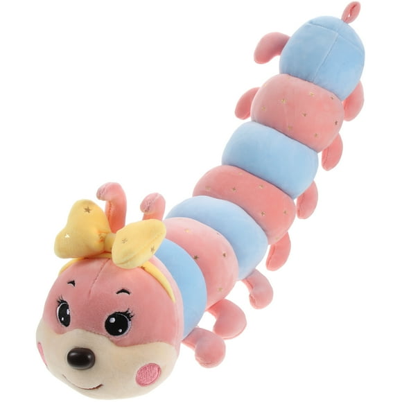 1Pc Caterpillar Shape Plush Doll Stuffed Toy Throw Pillow Plaything (Pink)