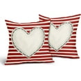 thumbnail image 2 of Valentines Day Pillow Covers 20X20 Inch Red White Stripes White Heart Decorative Square Pillow Cases Valentine''s Day Linen Throw Pillows Set of 2 Home Decor for Sofa Porch Couch Outdoor, 2 of 6