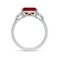 thumbnail image 2 of ANGARA Lab Grown East-West Cushion Rectangular Ruby Side Stone Engagement Ring for Women in 14K White Gold (Size-9x7mm) | July Birthstone, Anniversary, Jewelry Gift for Women | Lab-Grown Ruby Ring, 2 of 8
