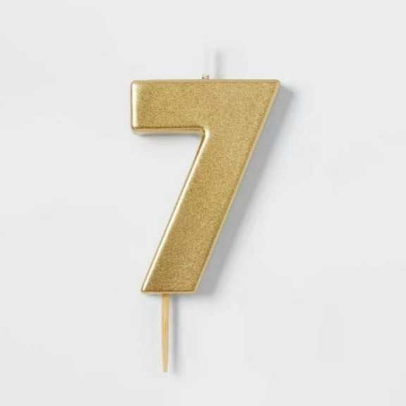 Number 7 Gold Candle