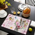 thumbnail image 3 of Easter Bunny Placemats Set of 8, Cute Rabbits Spring Daisy Flowers Pink Plaid Placemats for Dining Table, Place Mats for Kitchen Tabletop, Waterproof Wipeable Dining Table Mats Set, 3 of 9
