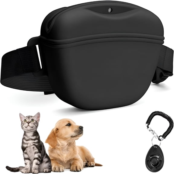 AOMRCOL Dog Treat Pouch with Training Clicker, No-Spill Magnetic Closure, Hands-Free Waist Belt for Pet Training, Dog Walking & Obedience, 1.67-Cup