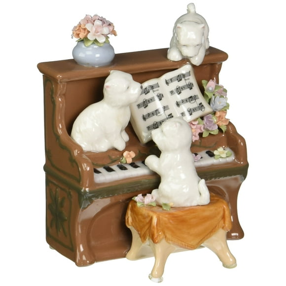 Cosmos 80096 Fine Porcelain Dogs and Piano Musical Figurine, 5-1/4-Inch, Brown