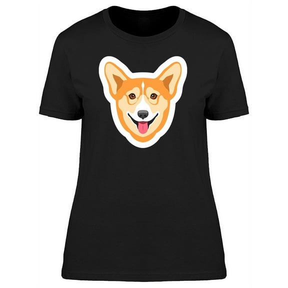 Happy Corgi Sticker T-Shirt Women -Image by Shutterstock, Female XX-Large