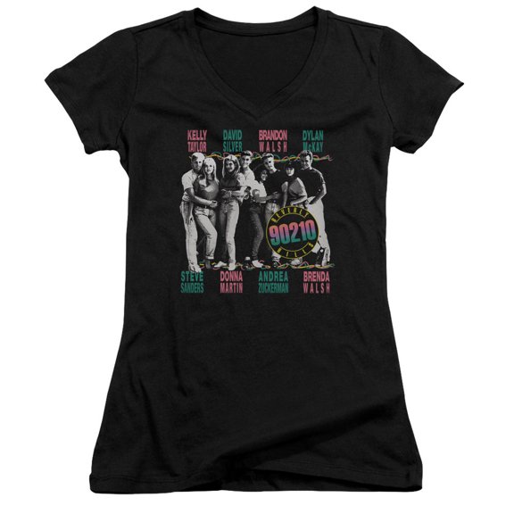 90210 We Got It Junior Women's V-Neck T-Shirt Black