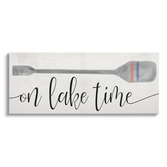 Stupell Industries On Lake Time Boat Oar Phrase Coastal Painting Gallery Wrapped Canvas Print Wall Art