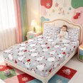 thumbnail image 3 of Manfei Cartoon Christmas Santa Claus King Sheets,Winter Holiday Bedding,4pcs,1 Flat Sheet,1 Fitted Sheet and 2 Pillowcases, 3 of 6