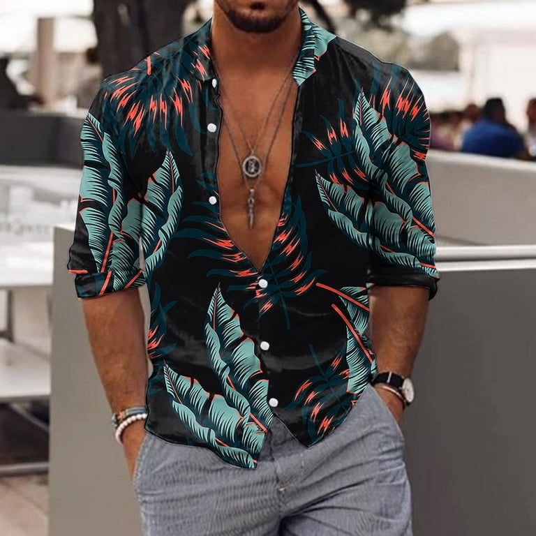 TOWED22 Hawaiian Shirts For Men,Mens Hawaiian Shirts Short Sleeve Striped  Shirt Button Up Beach Shirts Black,XXL