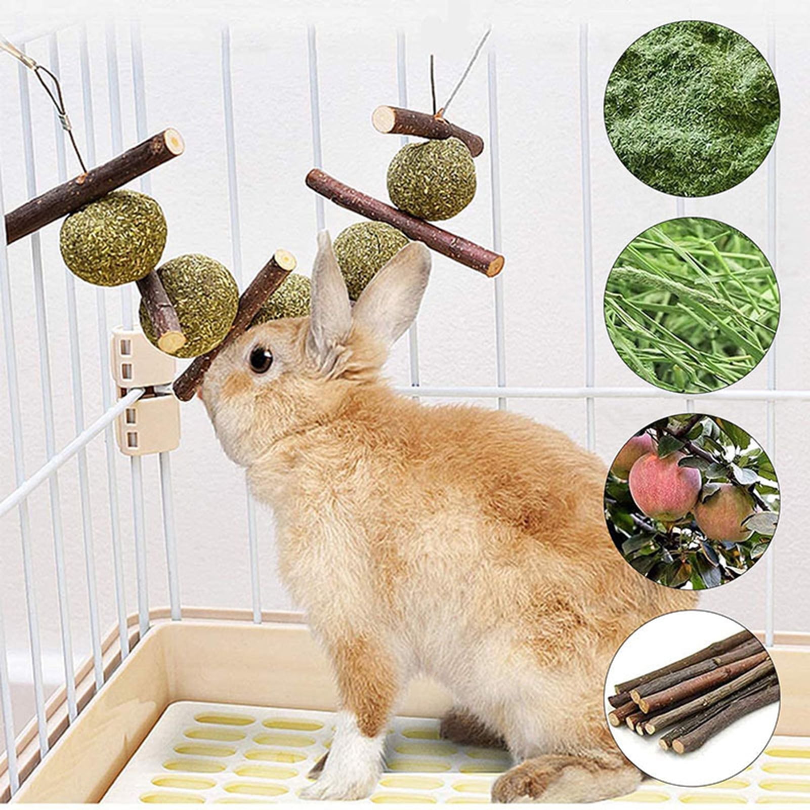 DOPI 9Pcs/Set Hamster Chew Toys Timothy Hay Balls Teeth Grinding Natural Small Animal Play Chew Toys Pet Supplies