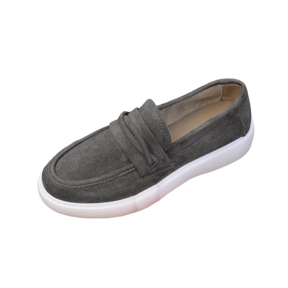 SuTry Women's Round Toe Loafers Slip On Faux Comfortable Cushioned Sole Casual Walking Work Office Shoes(36)