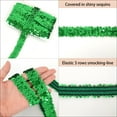 thumbnail image 3 of Elastic Sequin Trim, 1.2 Inch 3 Row Flat Glitter Paillette Sequin Ribbon, Metallic Stretch Sequin Strip Sewing DIY Craft, 5 Yards, Green, 3 of 5