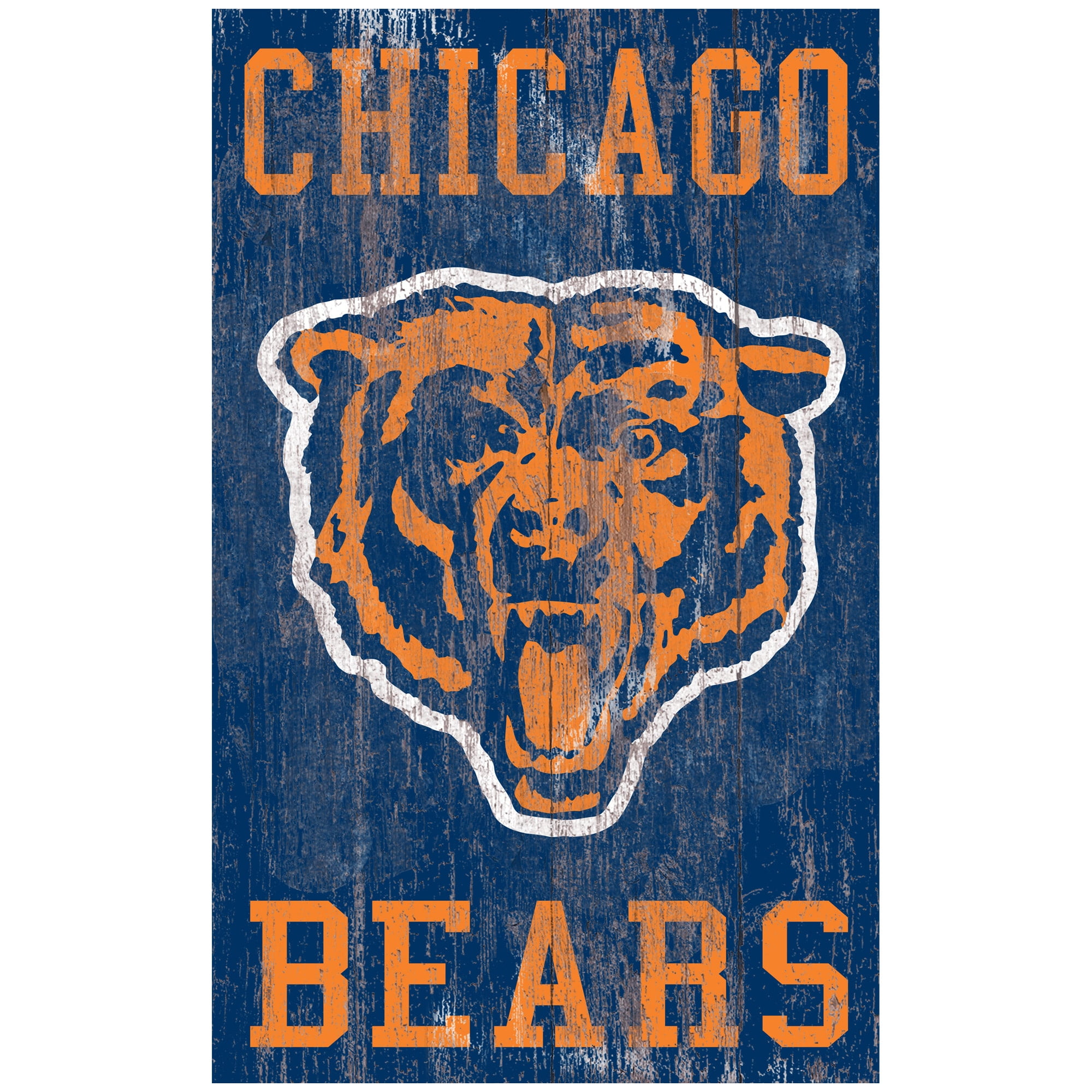 Chicago Bears 11'' X 19'' Heritage Distressed Logo Sign - Walmart.com ...