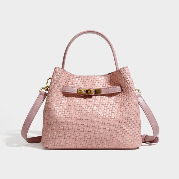 Alikpop Vintage Woven PU Hobo Shoulder Bag Multi Carry Crossbody Handbag For Women Pink