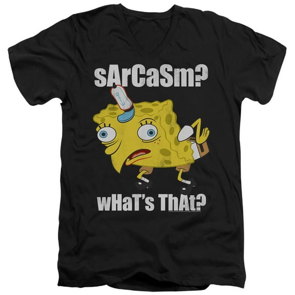 Spongebob Sarcasm Meme Unisex Adult V-Neck T Shirt
