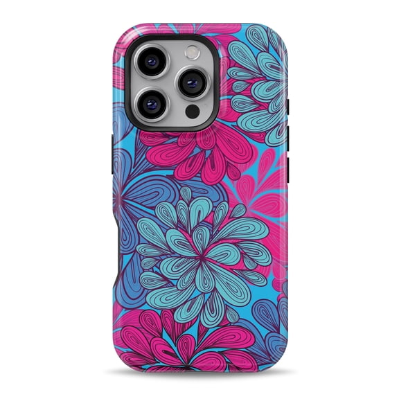 DesignSkinz Scratch-Resistant Hard Slim Case Compatible with iPhone 16 (Compatible with MagSafe) - Vibrant Colorful Floral Sprouts