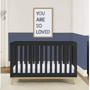 Delta Children Frankie 4-in-1 Convertible Crib - Greenguard Gold Certified, Black with Natural