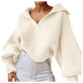 thumbnail image 1 of Gibobby Suéter casual mujer, Suéter de punto suave con cuello redondo para mujer(Beige,CH), 1 of 4