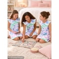 thumbnail image 2 of Beezizac Teen/Little Girls Nightgown - Summer Ruffle Short Sleeves Sleepwear Cute Purple Green Tie Dye Print Nightdress Pajama Size 18, 2 of 8