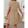 thumbnail image 5 of Women A Line Dress Bamboo Cotton V Neck Short Sleeve Summer Mid Length Loose Fit, 5 of 7
