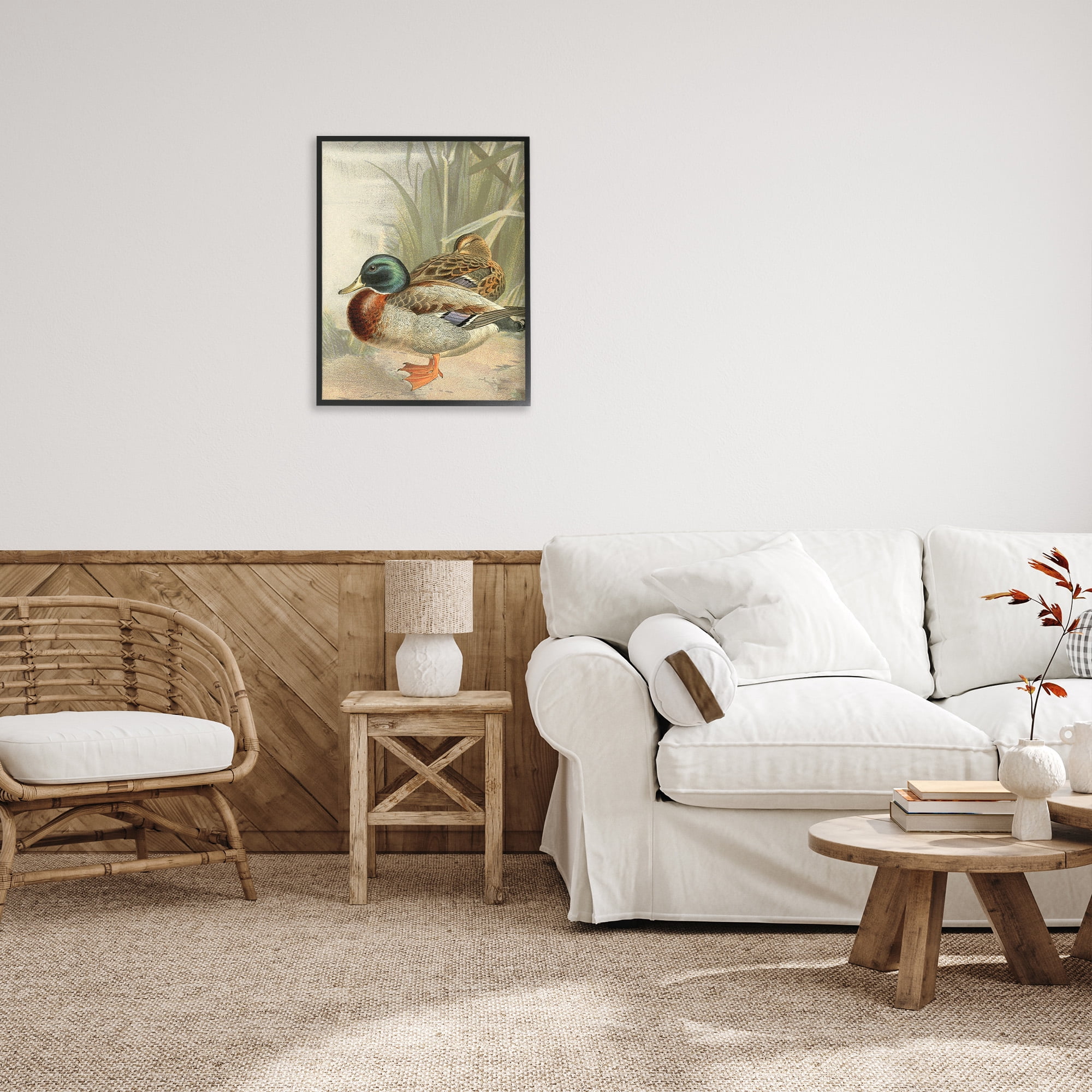 Stupell Industries Pond Ducks Relaxing Animals & Insects Painting Black Framed Art Print Wall Art, 24 x 30