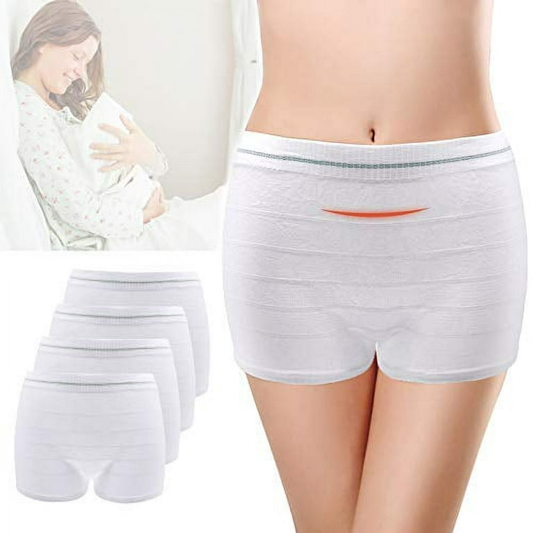 Mesh Underwear Postpartum 4 Pack Disposable Hospital Mesh Panties Maternity  C Section Recovery High Waist Postpartum Briefs for Women, XXL White 