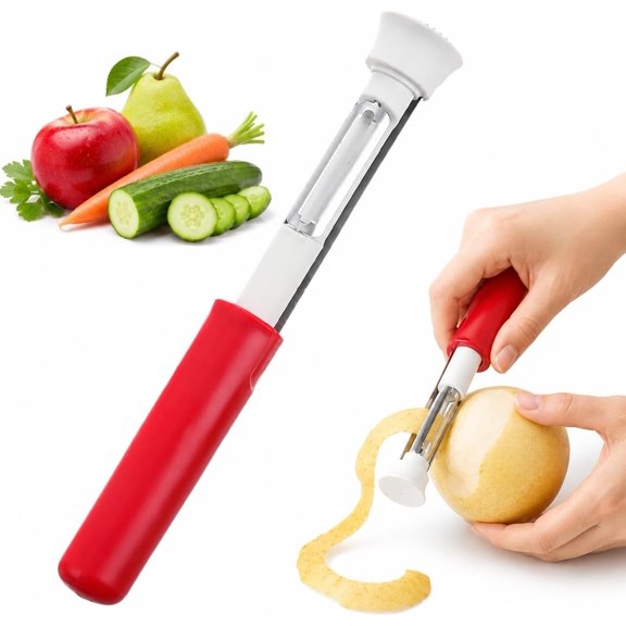 Lethargic 2-in-1 Apple Corer and Peeler Tool, 8.86 in Stainless Steel Fruit Prep Tool, ABS Handle, Red or Green
