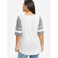 thumbnail image 3 of Rayas panel curvo Colorblock Hem más tapa del tamaño Rosegal Camisetas tallas grandes, 3 of 5