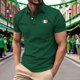 thumbnail image 1 of Blusa y camisa de manga corta con cuello vuelto para hombre, estilo informal, con estampado del Día de San Patricio, botones deportivos, de cedro, de manga corta, con cuello vuelto, de poliéster., 1 of 5
