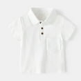 thumbnail image 2 of SHTXOZHI Toddler Kids Boy Girl Short Sleeve Collar Button Shirts with Pocket Summer Casual Solid Color Tee Tops, 2 of 3