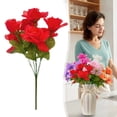 thumbnail image 2 of 5.9''x13.77''Fake Roses,1pc Artificial Flowers for Mother's Day Decor, Uv Resistant Fake Flowers,Faux Roses for Wedding Home Cemetery Outdoor Grave Spring Decorations(Red), 2 of 9