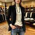 thumbnail image 6 of HongQid Blazer Jacket for Women Corduroy Notched Lapel Single Button Pocket Structured Casual Outerwear Loose Cut Spring Fall Clothes Ladies Trendy Everyday Suit Coat, 6 of 10