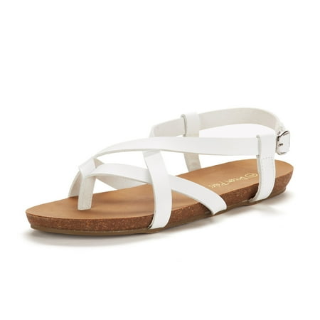 

DREAM PAIRS Women s Bold Slingback Flat Sandals BOLD_01 WHITE Size 5