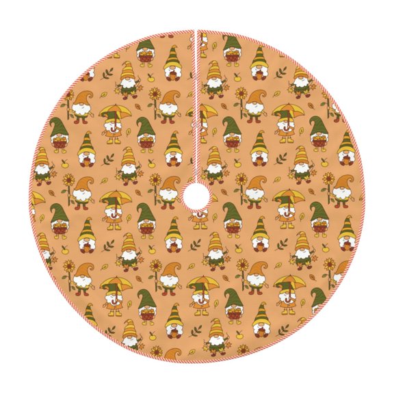 Xecao Cute Autumn With Gnomes Pattern Christmas Tree Skirt Round Xmas Tree Mat Base Cover for Holiday Home Decorations-30"