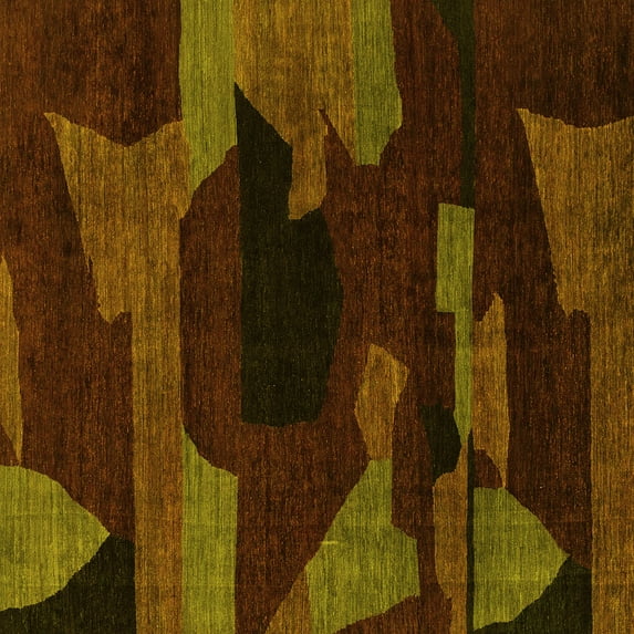 Ahgly Company Indoor Square Abstract Yellow Modern Area Rugs, 8' Square