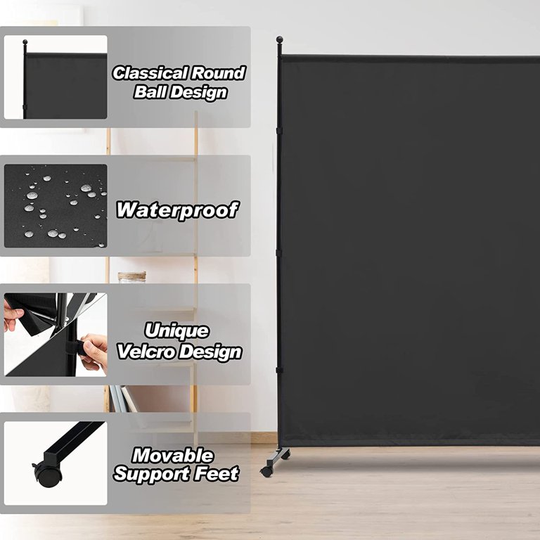 Single Panel Room Divider with Wheels,Rolling Fabric Room Dividers