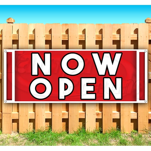 Now Open 13 oz Vinyl Banner With Metal Grommets