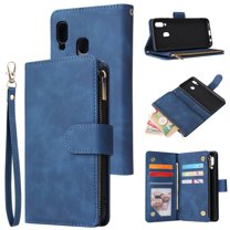 Samsung Galaxy A20e Wallet Case, Dteck Soft Leather Zipper Wallet Case Magnetic Buckle Horizontal Flip Cover with 5 Card Slots/Photo Pocks For Samsung Galaxy A20E (not fit A20), Blue