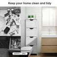 thumbnail image 4 of VINGLI 4-Drawer White Wooden Storage Cabinet, Bathroom/Living Room Organizer, 4 of 10