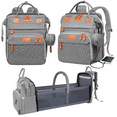 thumbnail image 1 of P@B PBell Baby Diaper Bags with Changing Station, Waterproof Diaper Bag Backpack for Moms Dads with USB Charging Port, Baby (Grey), 1 of 10