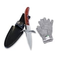 thumbnail image 3 of Set de 2 cuchillos para ostras con par de guantes y funda de piel, 3 of 5