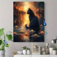 thumbnail image 4 of Qisvanset 12x16 Inch 2D Flat Framed Canvas Art, Black Cat Water Lily Pond Surreal Mystical Cat Lover Home Wall Decor, 4 of 5