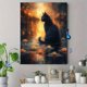 thumbnail image 4 of Qisvanset 12x16 Inch 2D Flat Framed Canvas Art, Black Cat Water Lily Pond Surreal Mystical Cat Lover Home Wall Decor, 4 of 5