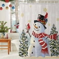 thumbnail image 6 of Merry Christmas Snowman Xmas Tree Shower Curtain for Bathroom, Bird Snowflake Retro Linen Waterproof Shower Curtains Washable Quick Dry with Hooks Bathtub Curtains 60x72IN, 6 of 9